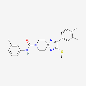 molecular formula C24H28N4OS B2847588 2-(3,4-dimethylphenyl)-N~8~-(3-methylphenyl)-3-(methylsulfanyl)-1,4,8-triazaspiro[4.5]deca-1,3-diene-8-carboxamide CAS No. 894883-90-0