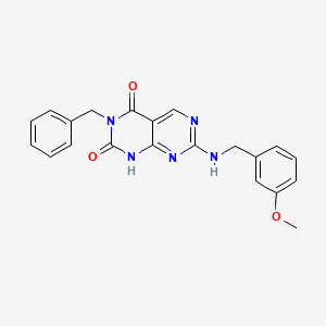 molecular formula C21H19N5O3 B2847592 3-benzyl-7-((3-methoxybenzyl)amino)pyrimido[4,5-d]pyrimidine-2,4(1H,3H)-dione CAS No. 1396762-04-1