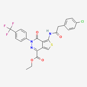 molecular formula C24H17ClF3N3O4S B2847611 Ethyl 5-(2-(4-chlorophenyl)acetamido)-4-oxo-3-(4-(trifluoromethyl)phenyl)-3,4-dihydrothieno[3,4-d]pyridazine-1-carboxylate CAS No. 851951-43-4