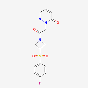 molecular formula C15H14FN3O4S B2847617 2-(2-(3-((4-fluorophenyl)sulfonyl)azetidin-1-yl)-2-oxoethyl)pyridazin-3(2H)-one CAS No. 1797843-82-3