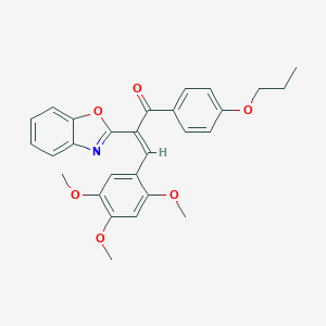 molecular formula C28H27NO6 B284762 2-(1,3-Benzoxazol-2-yl)-1-(4-propoxyphenyl)-3-(2,4,5-trimethoxyphenyl)-2-propen-1-one 