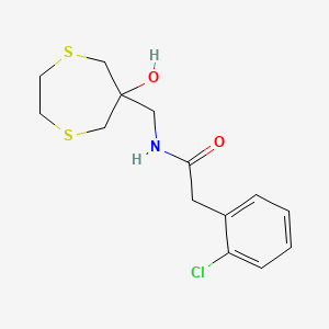 molecular formula C14H18ClNO2S2 B2847620 2-(2-chlorophenyl)-N-[(6-hydroxy-1,4-dithiepan-6-yl)methyl]acetamide CAS No. 2415623-93-5