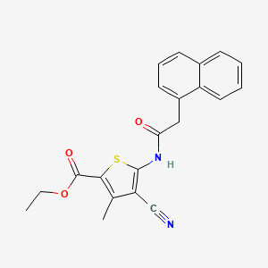 molecular formula C21H18N2O3S B2847621 乙酸4-氰基-3-甲基-5-(2-(萘-1-基)乙酰氨基)噻吩-2-羧酸乙酯 CAS No. 896323-45-8