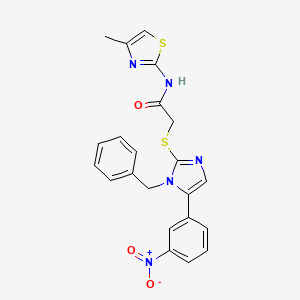 2-((1-benzyl-5-(3-nitrophenyl)-1H-imidazol-2-yl)thio)-N-(4-methylthiazol-2-yl)acetamide