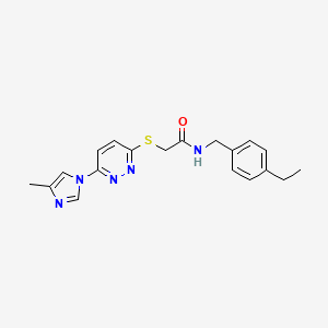 molecular formula C19H21N5OS B2847655 N-(4-ethylbenzyl)-2-((6-(4-methyl-1H-imidazol-1-yl)pyridazin-3-yl)thio)acetamide CAS No. 1251621-35-8