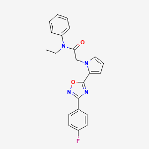 molecular formula C22H19FN4O2 B2847683 N-乙基-2-{2-[3-(4-氟苯基)-1,2,4-噁二唑-5-基]-1H-吡咯-1-基}-N-苯基乙酰胺 CAS No. 1260916-41-3