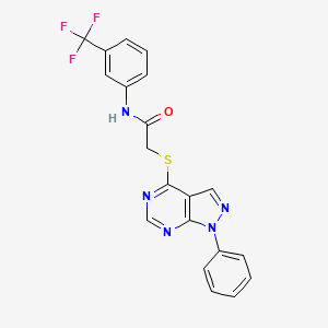 molecular formula C20H14F3N5OS B2847685 2-((1-苯基-1H-吡唑并[3,4-d]嘧啶-4-基)硫基)-N-(3-(三氟甲基)苯基)乙酰胺 CAS No. 552820-49-2