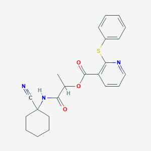 molecular formula C22H23N3O3S B2847687 1-[(1-Cyanocyclohexyl)carbamoyl]ethyl 2-(phenylsulfanyl)pyridine-3-carboxylate CAS No. 876943-45-2