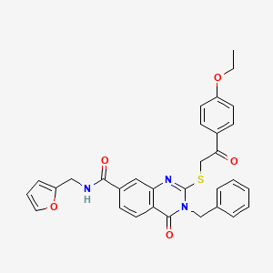 molecular formula C31H27N3O5S B2847689 3-苄基-2-{[2-(4-乙氧苯基)-2-氧代乙基]硫基}-N-[(呋喃-2-基)甲基]-4-氧代-3,4-二氢喹唑啉-7-羧酰胺 CAS No. 1113132-97-0