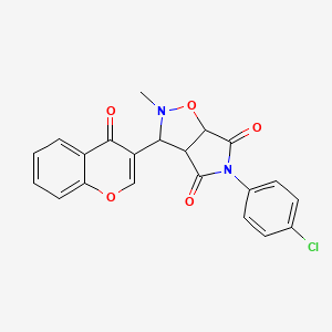 molecular formula C21H15ClN2O5 B2847692 5-(4-氯苯基)-2-甲基-3-(4-氧代-4H-咔唑-3-基)二氢-2H-吡咯并[3,4-d]异噁唑-4,6(3H,5H)-二酮 CAS No. 318949-31-4