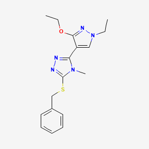 molecular formula C17H21N5OS B2847693 3-(benzylthio)-5-(3-ethoxy-1-ethyl-1H-pyrazol-4-yl)-4-methyl-4H-1,2,4-triazole CAS No. 1013799-26-2