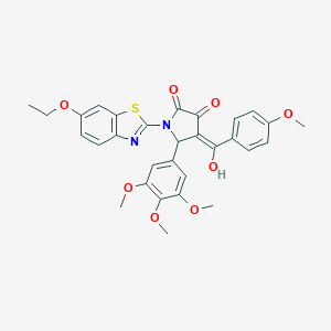 (4E)-1-(6-ethoxy-1,3-benzothiazol-2-yl)-4-[hydroxy(4-methoxyphenyl)methylidene]-5-(3,4,5-trimethoxyphenyl)pyrrolidine-2,3-dione