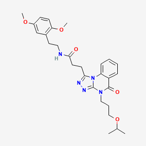 molecular formula C28H35N5O5 B2847712 N-[2-(2,5-dimethoxyphenyl)ethyl]-3-{5-oxo-4-[3-(propan-2-yloxy)propyl]-4H,5H-[1,2,4]triazolo[4,3-a]quinazolin-1-yl}propanamide CAS No. 902934-48-9