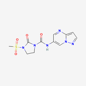 molecular formula C11H12N6O4S B2847718 3-(methylsulfonyl)-2-oxo-N-(pyrazolo[1,5-a]pyrimidin-6-yl)imidazolidine-1-carboxamide CAS No. 2034584-37-5