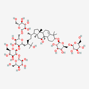 (2R,3R,4S,5S,6R)-2-[[(2S,3R,4R,5S,6R)-5-[(2S,3R,4S,5S,6R)-4,5-dihydroxy-6-(hydroxymethyl)-3-[(2S,3S,4R,5R,6S)-3,4,5-trihydroxy-6-(hydroxymethyl)oxan-2-yl]oxyoxan-2-yl]oxy-3,4-dihydroxy-6-[(2R,5S)-5-[(3R,9S,11S,13S,14R)-11-hydroxy-4,4,9,13,14-pentamethyl-3-[(2S,3S,4R,5R,6S)-3,4,5-trihydroxy-6-[[(2S,3S,4R,5R,6S)-3,4,5-trihydroxy-6-(hydroxymethyl)oxan-2-yl]oxymethyl]oxan-2-yl]oxy-2,3,7,8,10,11,12,15,16,17-decahydro-1H-cyclopenta[a]phenanthren-17-yl]-2-(2-hydroxypropan-2-yl)hexyl]oxan-2-yl]methoxy]-6-(hydroxymethyl)oxane-3,4,5-triol