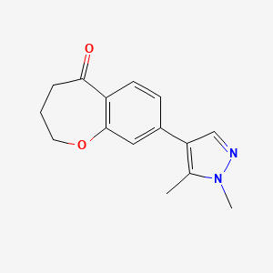 molecular formula C15H16N2O2 B2847723 8-(1,5-Dimethylpyrazol-4-yl)-3,4-dihydro-2H-1-benzoxepin-5-one CAS No. 1955553-00-0