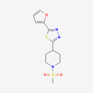 molecular formula C12H15N3O3S2 B2847725 2-(呋喃-2-基)-5-(1-(甲磺酰基)哌啶-4-基)-1,3,4-噻二唑 CAS No. 1105246-50-1