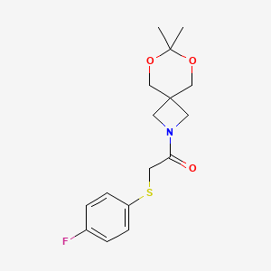 molecular formula C16H20FNO3S B2847751 1-(7,7-Dimethyl-6,8-dioxa-2-azaspiro[3.5]nonan-2-yl)-2-((4-fluorophenyl)thio)ethanone CAS No. 1396888-87-1