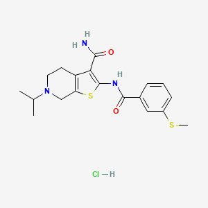 molecular formula C19H24ClN3O2S2 B2847767 6-Isopropyl-2-(3-(methylthio)benzamido)-4,5,6,7-tetrahydrothieno[2,3-c]pyridine-3-carboxamide hydrochloride CAS No. 1329862-07-8