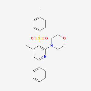 molecular formula C23H24N2O3S B2847768 4-{4-Methyl-3-[(4-methylphenyl)sulfonyl]-6-phenyl-2-pyridinyl}morpholine CAS No. 478245-28-2