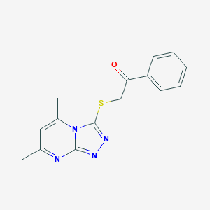 molecular formula C15H14N4OS B284777 2-[(5,7-Dimethyl[1,2,4]triazolo[4,3-a]pyrimidin-3-yl)sulfanyl]-1-phenylethanone 