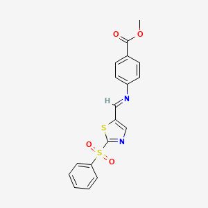 molecular formula C18H14N2O4S2 B2847781 methyl 4-({(E)-[2-(phenylsulfonyl)-1,3-thiazol-5-yl]methylidene}amino)benzenecarboxylate CAS No. 478032-42-7