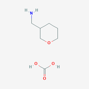 molecular formula C7H15NO4 B2847785 (Tetrahydro-2H-pyran-3-yl)methanamine carbonate(2:1) CAS No. 118836-05-8