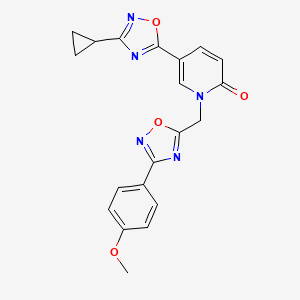 molecular formula C20H17N5O4 B2847795 5-(3-cyclopropyl-1,2,4-oxadiazol-5-yl)-1-((3-(4-methoxyphenyl)-1,2,4-oxadiazol-5-yl)methyl)pyridin-2(1H)-one CAS No. 1396864-31-5