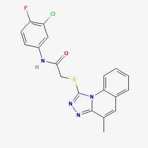 molecular formula C19H14ClFN4OS B2847797 N-(3-Chloro-4-fluorophenyl)-2-({4-methyl-[1,2,4]triazolo[4,3-A]quinolin-1-YL}sulfanyl)acetamide CAS No. 510721-46-7