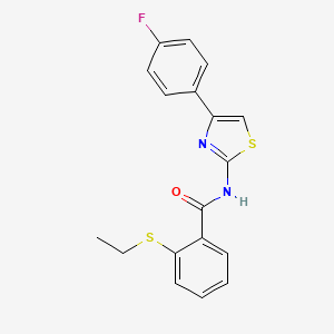 molecular formula C18H15FN2OS2 B2847803 2-(乙硫基)-N-(4-(4-氟苯基)噻唑-2-基)苯甲酰胺 CAS No. 898458-73-6