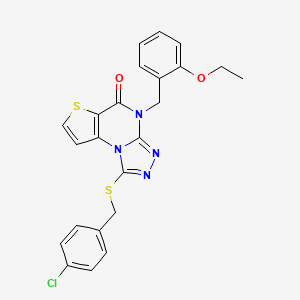 molecular formula C23H19ClN4O2S2 B2847804 1-((4-chlorobenzyl)thio)-4-(2-ethoxybenzyl)thieno[2,3-e][1,2,4]triazolo[4,3-a]pyrimidin-5(4H)-one CAS No. 1189722-00-6