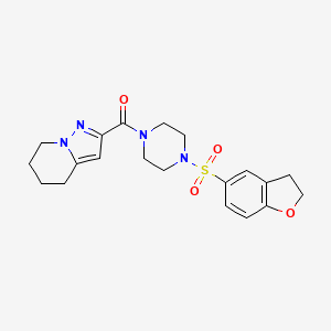 molecular formula C20H24N4O4S B2847814 (4-((2,3-Dihydrobenzofuran-5-yl)sulfonyl)piperazin-1-yl)(4,5,6,7-tetrahydropyrazolo[1,5-a]pyridin-2-yl)methanone CAS No. 2034339-34-7