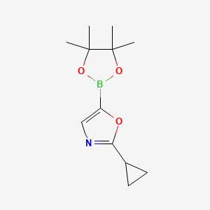 molecular formula C12H18BNO3 B2847819 2-Cyclopropyl-5-(4,4,5,5-tetramethyl-1,3,2-dioxaborolan-2-YL)oxazole CAS No. 2246819-62-3