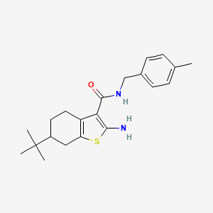 molecular formula C21H28N2OS B2847821 2-amino-6-tert-butyl-N-(4-methylbenzyl)-4,5,6,7-tetrahydro-1-benzothiophene-3-carboxamide CAS No. 725226-99-3