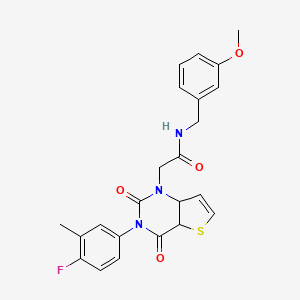 molecular formula C23H20FN3O4S B2847833 2-[3-(4-fluoro-3-methylphenyl)-2,4-dioxo-1H,2H,3H,4H-thieno[3,2-d]pyrimidin-1-yl]-N-[(3-methoxyphenyl)methyl]acetamide CAS No. 1260946-91-5