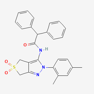 molecular formula C27H25N3O3S B2847845 N-(2-(2,4-二甲基苯基)-5,5-二氧代-4,6-二氢-2H-噻吩[3,4-c]吡唑-3-基)-2,2-二苯基乙酰胺 CAS No. 681268-31-5