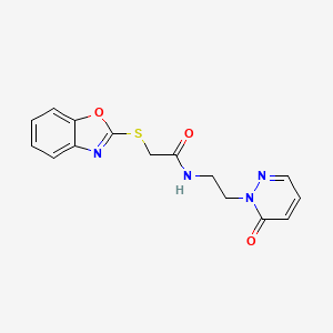 molecular formula C15H14N4O3S B2847850 2-(benzo[d]oxazol-2-ylthio)-N-(2-(6-oxopyridazin-1(6H)-yl)ethyl)acetamide CAS No. 1207016-35-0
