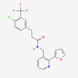 molecular formula C20H16ClF3N2O2 B2847866 3-(4-chloro-3-(trifluoromethyl)phenyl)-N-((2-(furan-2-yl)pyridin-3-yl)methyl)propanamide CAS No. 2034249-02-8