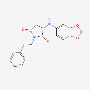 molecular formula C19H18N2O4 B2847875 3-(Benzo[d][1,3]dioxol-5-ylamino)-1-phenethylpyrrolidine-2,5-dione CAS No. 1008051-75-9