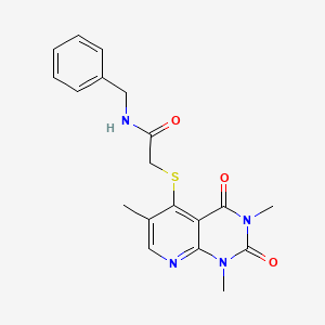 molecular formula C19H20N4O3S B2847892 N-benzyl-2-((1,3,6-trimethyl-2,4-dioxo-1,2,3,4-tetrahydropyrido[2,3-d]pyrimidin-5-yl)thio)acetamide CAS No. 900004-17-3