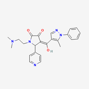 molecular formula C24H25N5O3 B2847893 1-(2-(二甲胺基)乙基)-3-羟基-4-(5-甲基-1-苯基-1H-吡唑-4-甲酰)-5-(吡啶-4-基)-1H-吡咯-2(5H)-酮 CAS No. 955875-42-0