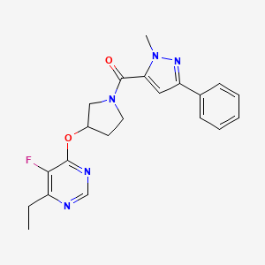 (3-((6-ethyl-5-fluoropyrimidin-4-yl)oxy)pyrrolidin-1-yl)(1-methyl-3-phenyl-1H-pyrazol-5-yl)methanone