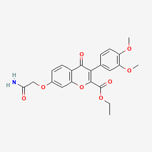 molecular formula C22H21NO8 B2847904 ethyl 7-(2-amino-2-oxoethoxy)-3-(3,4-dimethoxyphenyl)-4-oxo-4H-chromene-2-carboxylate CAS No. 610764-37-9