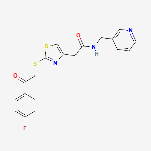 molecular formula C19H16FN3O2S2 B2847908 2-(2-((2-(4-fluorophenyl)-2-oxoethyl)thio)thiazol-4-yl)-N-(pyridin-3-ylmethyl)acetamide CAS No. 1021069-83-9