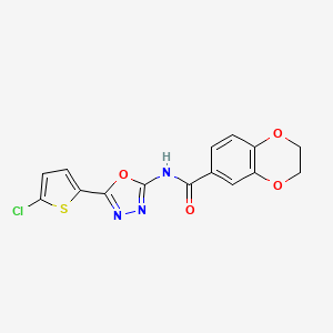 N-(5-(5-chlorothiophen-2-yl)-1,3,4-oxadiazol-2-yl)-2,3-dihydrobenzo[b][1,4]dioxine-6-carboxamide