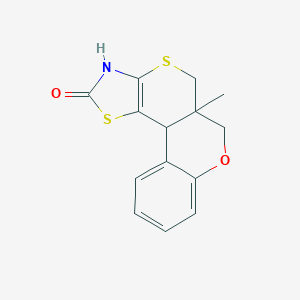 molecular formula C14H13NO2S2 B284792 5a-methyl-3,5a,6,11b-tetrahydro-2H,5H-chromeno[4',3':4,5]thiopyrano[2,3-d][1,3]thiazol-2-one 