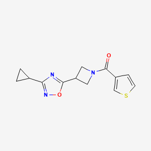 molecular formula C13H13N3O2S B2847940 (3-(3-环丙基-1,2,4-噁二唑-5-基)吖唑啉-1-基)(噻吩-3-基)甲酮 CAS No. 1351619-89-0