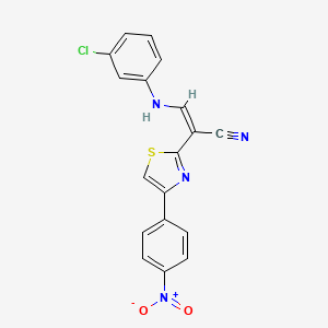 B2847942 (Z)-3-((3-chlorophenyl)amino)-2-(4-(4-nitrophenyl)thiazol-2-yl)acrylonitrile CAS No. 476676-32-1