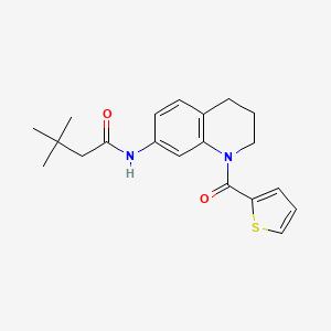molecular formula C20H24N2O2S B2847949 3,3-dimethyl-N-[1-(thiophene-2-carbonyl)-3,4-dihydro-2H-quinolin-7-yl]butanamide CAS No. 946320-02-1