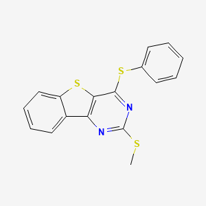 molecular formula C17H12N2S3 B2847956 2-(Methylsulfanyl)-4-(phenylsulfanyl)[1]benzothieno[3,2-d]pyrimidine CAS No. 478029-93-5